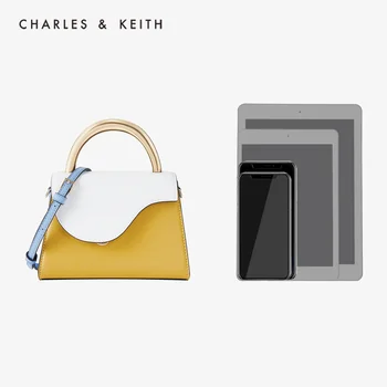 CHARLES＆KEITH Naują Atvykimo Pavasario Vasaros 2020 CK2-50270491Women pečių maišelį rankoje krepšys su metalo rankenos