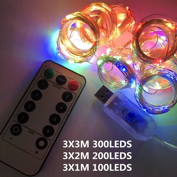 Kalėdinė Dekoracija 3M USB LED Užuolaidų Pasakų String Apšvietimas Nuotolinio Valdymo Vestuves Naujųjų Metų Dekoro Girliandą Namų Langą