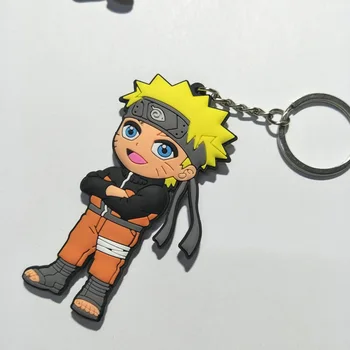 6 vnt./daug Anime NARUTO Keychain Uzumaki Naruto Kakashi Sasuke Gaara pav PVC pakabukas Priedai dvipusis raktų žiedas