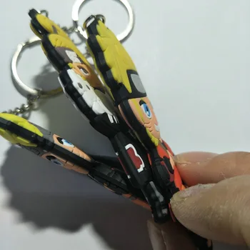 6 vnt./daug Anime NARUTO Keychain Uzumaki Naruto Kakashi Sasuke Gaara pav PVC pakabukas Priedai dvipusis raktų žiedas