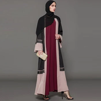 Musulmonų Moterims Dėvėti Naujo Pavyzdžio Abaja Dubajuje Su Diržais Maxi Suknelė Musulmonų Nėrinių Sudurti Megztinis Kimono Jubah Ramadanas, Arabų, Turkų