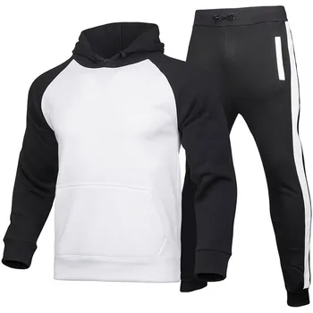 Hommes ansambliai de vêtements de sporto 2020 automne hiver à capuche épais mâle survêtement de sport 2 pièces prakaito + pantalons