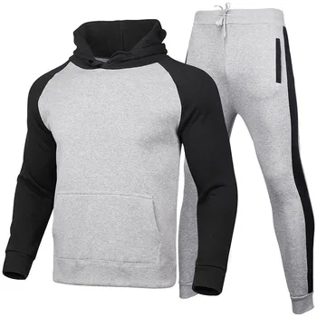 Hommes ansambliai de vêtements de sporto 2020 automne hiver à capuche épais mâle survêtement de sport 2 pièces prakaito + pantalons