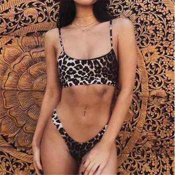 2020 Naujausius Europos Ir Amerikos Seksualus maudymosi kostiumėlis, Leopardas spausdinimui Sprogimo liemenėlė Nustatyti Paplūdimio maudymosi kostiumėlį Liemenėlė Paprastas Kostiumas