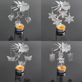 Vėjo Malūnas Žvakių Laikiklis Laimę Tealight Žvakidė Metalinė Žvakė Stovi Sniego/Medis/Širdies/Owl/Drugelis Namų Puošybai