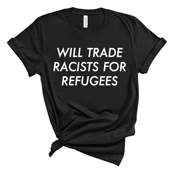 Unsex Imigrantų Tee Anti Rasistas rasių Lygybės Tees Tumblr Viršūnes Bus Prekyboje Rasistai Pabėgėlių Marškinėliai be Žmogaus Yra Neteisėtai Marškinėliai