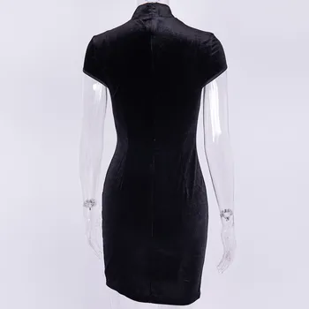 Gotikos moterų suknelė cheongsam kinų stiliaus liesas mini suknelė streetwear seksualus derliaus harajuku vasaros moterų drabužių slim juoda