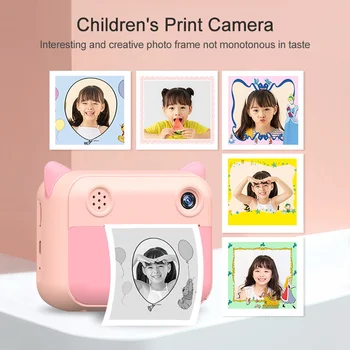 Vaikai Kamera Vaikams momentinės vaizdo Kamera Su Šilumos Foto Popierius 1080P Nuotraukų, Vaizdo, Skaitmeninių vaizdo Kamerų Vaikams Gimtadienio Dovanos