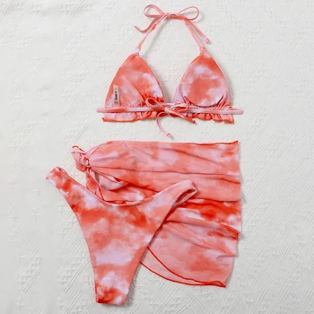 Be-X Kaklaraištis dažų spausdinti maudymosi kostiumėlį moteris Seksuali trikampis 3 gabalas bikini 2020 Apynasrio maudymosi kostiumėliai moterims plaukti kostiumas su sijonu Push up biquini