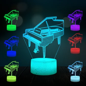 Creative Muzikos Fortepijono Muzikos instrumentas 3D LED Lempos USB Nuotaika Naktį Šviesos Daugiaspalvis Jungiklis Jutiklinis Nuotolinio Luminaria Pakeisti Lentelę