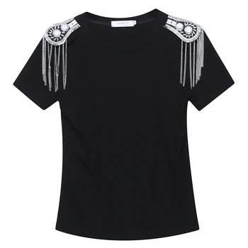 Vasarą Europos Drabužius T-shirt Mados Pečių Valdybos Kutai Moterų Viršūnių Ropa Mujer Megztinis Marškinėliai Medvilnės Tees 2020 Naujas T06415