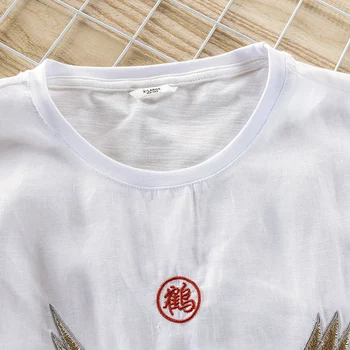 2018 Naujas paprasta prarasti patalynė trumpas rankovėmis marškinėliai atsitiktinis mados vyrų laukinių Kinų stiliaus siuvinėjimas, marškinėliai vyrams, prekės camiseta