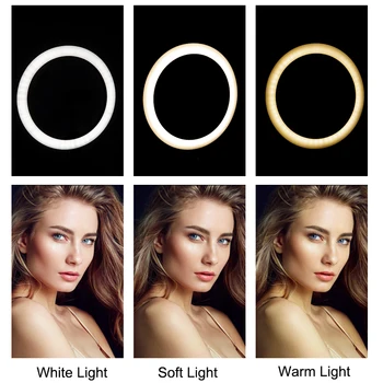 LED Selfie Žiedas Užpildyti Šviesos Pritemdomi LED Žiedo Lempos Foto Video Kamera Telefoną Šviesos Trikojo Makiažas Vaizdo Gyventi Studija