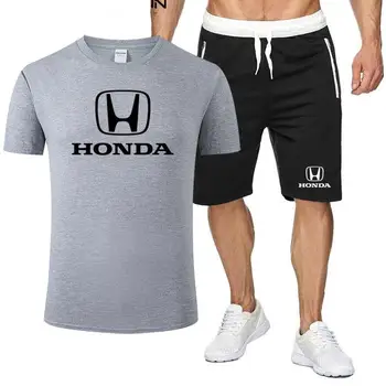 2020 Naujas Vasaros vyrų karšto naujas print T-shirt + Zip šortai atsitiktinis kostiumas vyriški sportiniai Honda Logo atsitiktinis sportinės aprangos komplektai