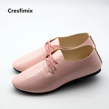 Cresfimix zapatos de mujer moterų mielas rožinis pu odos taško toe flat bateliai lady atsitiktinis gatvės butų moterų cool & laisvalaikio batai