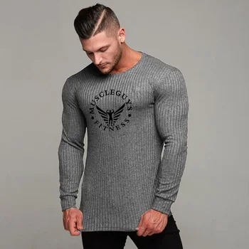 MACHINEFITNESS 2021 prekės ženklo mados plonas mens megztiniai megztinis atsitiktinis rudens sporto megzti megztinis vyrams masculino jersey drabužių