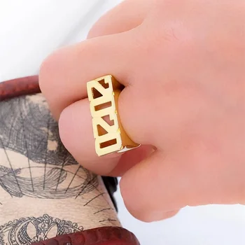 Custom Metų Skaičius Žiedas moterims Aukso Nerūdijančio Plieno Žiedai Metus Žiedas Geriausias Draugas Dovanos