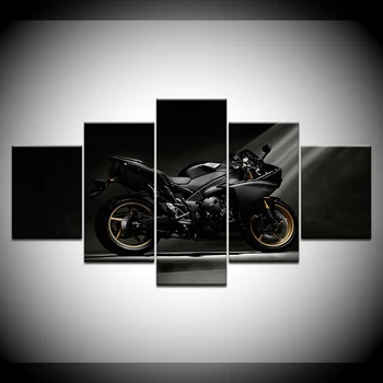 R1 2009 JUODA Motociklų 5 Gabalas HD Užsklandos Menas Drobė Spausdinti modernus Plakatas Modulinės meno tapybos, skirtą Kambarį Namuose Dekoras