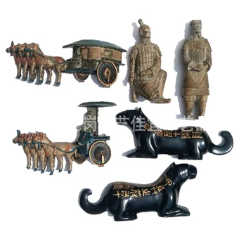 Šaldytuvas Magnetai Kinų Turistų Suvenyrų (Xi ' an) Terra Cotta Warriors Arkliai Tigras Amuletas Vežimo Šaldytuvas Lipdukai Dovanų Idėjos