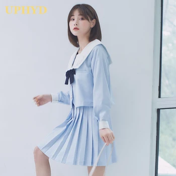 Naujas Puikus 2021 Japonijos Merginos Vienodos, Šviesiai Mėlyna Anime Cosplay Kostiumų Studentų Uniformų Japonijos Korėjiečių Mokyklos Mergina Jūrininkas Kostiumai
