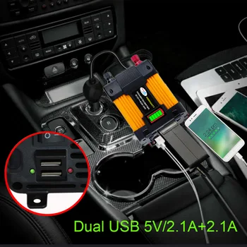 12v 220v/110v 300W 500W automobilių Konversijos Keitiklis su LED Ekranas, Dual USB port dc į ac inverter