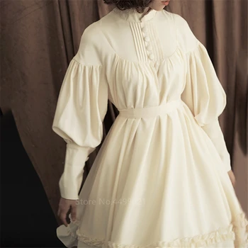 Moteris Kawaii Lolita Dress Kietos Merginos Mielas ilgomis Rankovėmis Derliaus Gotikos Japonijos Princesė Cosplay Nėrinių Suknelės BIURAS