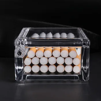 Nešiojamas Skaidraus Akrilo Cigarečių Atveju Langelį 20 Lazdos Kortelės Lūpų Lengvesni Viršų Pasukt Aišku, Talpinimo Įrankiai Rūkymas Turėtojas