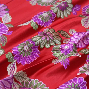 CF561 Raudona/Juoda Audinio Violetinė Gėlių Žakardo Brokatas Kinijos Vestuvių Audinio Kinijos Nuotakos Suknelė Rūbai Margo Audinio