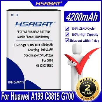 HSABAT 4200mAh HB505076RBC Mobiliojo Telefono Akumuliatoriaus Naudojimo Huawei A199 C8815 G606 G610 G700 G710 G716 G610S Y3 II Y3 2 Y3II