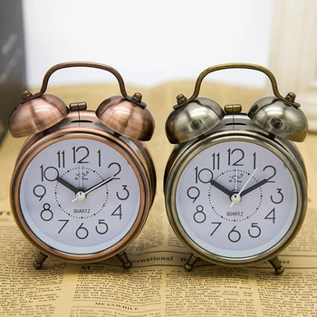 Žadintuvas Vintage Retro Silent Žymiklį Laikrodžiai Apvalus Skaičius Dual Varpas Garsiai Žadintuvas Naktiniai Nakties Šviesos Namų Dekoro