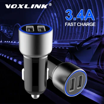 VOXLINK Dvigubas USB automobilinis įkroviklis 5V3.4A, 