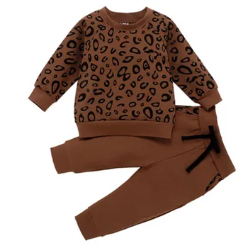 Bamblys Baby Girl Berniukas Medvilnės Rinkiniai Leopard Print T-marškinėliai, Kelnės Komplektus Drabužių Mergaitėms Rinkiniai Berniukas Drabužių, Kombinezonas Naujagimiui Kostiumas