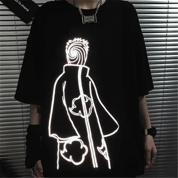 Vyrai Harajuku Naruto Marškinėlius Streetwear Vasaros Amino Laisvi marškinėliai Atsitiktinis Animacinių filmų Topai Juokinga Gotikos Atspindintis Marškinėlius Streetwear