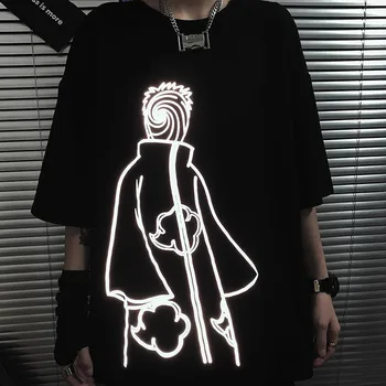 Vyrai Harajuku Naruto Marškinėlius Streetwear Vasaros Amino Laisvi marškinėliai Atsitiktinis Animacinių filmų Topai Juokinga Gotikos Atspindintis Marškinėlius Streetwear