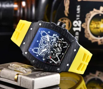 Prabanga Kvarciniai Laikrodžiai Naujas Top Brand RM Mens Automatinis laikrodis Vyrai Dizaineris Wristwacth Atsparus Vandeniui Reloj Hombre
