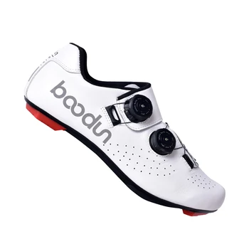 Boodun Anglies Pluošto Naujų Kelių dviračių sporto batelius Odos ultralight Savaiminio Fiksavimo Batai profesionalių lenktynių kelių dviratį dviračiu sportbačiai