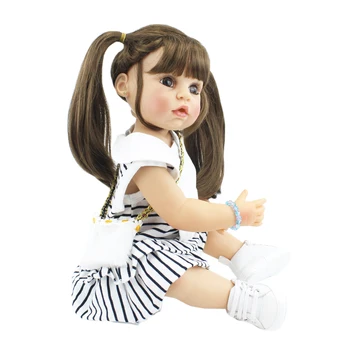 55cm Full Silikono Reborn Baby Doll Žaislas Mergina Vinilo Naujagimių Apsirengti, Ilgi Plaukai, Mielas Boneca Bebe Princess Gimtadienio Dovana