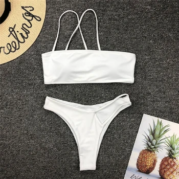 Moterų Vienas Strappy Trikampis Bikini Nustatyti Dviejų dalių Kieti Paminkštinti Tankini Paplūdimio Moterų Maudymosi Kostiumėliai, Maudymosi Kostiumą 2019
