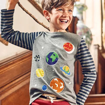 Mažai specialistė, 2-8Years Rudenį Šviesos Visatos Planetos Berniukai Long Sleeve T Shirts Bamblys Vaikai Patenka Drabužiai, vaikiški Drabužiai