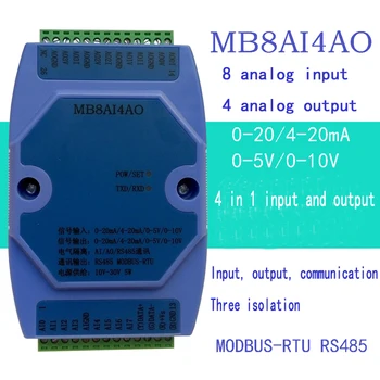 8AI4AO 0-20MA/4-20 MA/0-5V/0-10V 8 taip analoginis įsigijimo ir 4 būdas analoginis išėjimas įsigijimo modulis MODBUS RS485