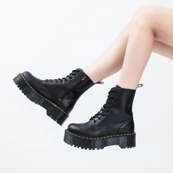 Moterų Žiemos batai Platformos Batai Moterims, Batai 2021 Moteris Aukštos Kokybės natūralios Odos Batai goth Zapatos De Mujer 35-41