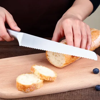 Nerūdijančio plieno dantytas pjaustymo peilis skrudinta duona duonos peilis torto peilis, kepimo įrankis, 8 colių