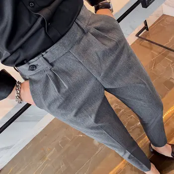 Korėjos Stiliaus Kelnės Britų Verslo Atsitiktinis Slim Fit Kelnės Universalus Kelnės Juoda Suknelė, Kelnės Slim Fit Office Kelnės Vyrams