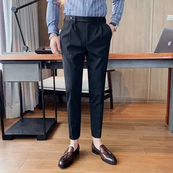 Korėjos Stiliaus Kelnės Britų Verslo Atsitiktinis Slim Fit Kelnės Universalus Kelnės Juoda Suknelė, Kelnės Slim Fit Office Kelnės Vyrams