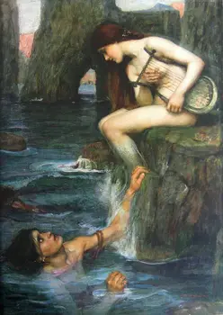 John William Waterhouse: Sirena tapybos drobė art Prints Sienos Meno Kambarį Miegamojo Puošimas