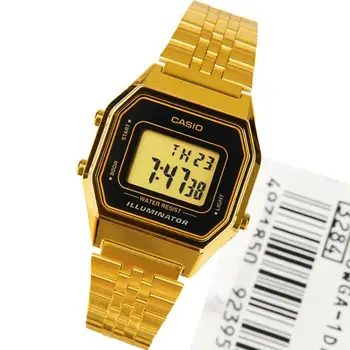 Casio collection LA-680WGA-1DF - Reloj skaitmeninis retro para mujer y hombre , tamaño mediano, spalva dorado