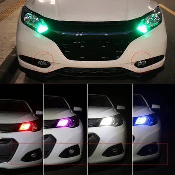 OKEEN 1Set H1 H3 H4 H7, H11 9005 9006 RGB LED Automatinis Automobilio Žibintų 5050 LED Rūko žibintai priekinio Žibinto Lemputė Su Nuotolinio Valdymo priekinis žibintas