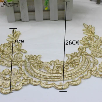 YACKALASI 3 Yds/Daug Aukso Išsiuvinėti Nėriniai Audiniai Nuotakos Suknelė 3D Gėlių Nėrinių Apdaila Troškinti Aplikacijos Minkšto Smėlio spalvos Tiulio 26CM