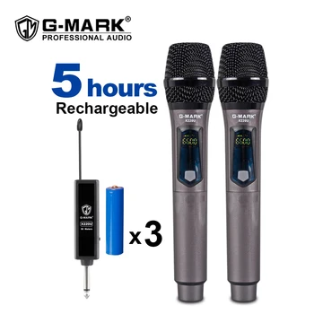 G-MARK X220U UHF Bevielis Mikrofonas Įrašymo Karaoke Delninukas Su Įkraunama Ličio Baterija Imtuvas