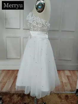 3D Gėlių Appliques granulių Iliuzija nėrinių Trumpas Brangioji Vestuvių DressA Linija 2020 Naujas Paprastas Vestuvinės Suknelės Vestido de noiva